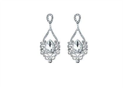 Elegant Rhodium Plated Chandelier Earrings